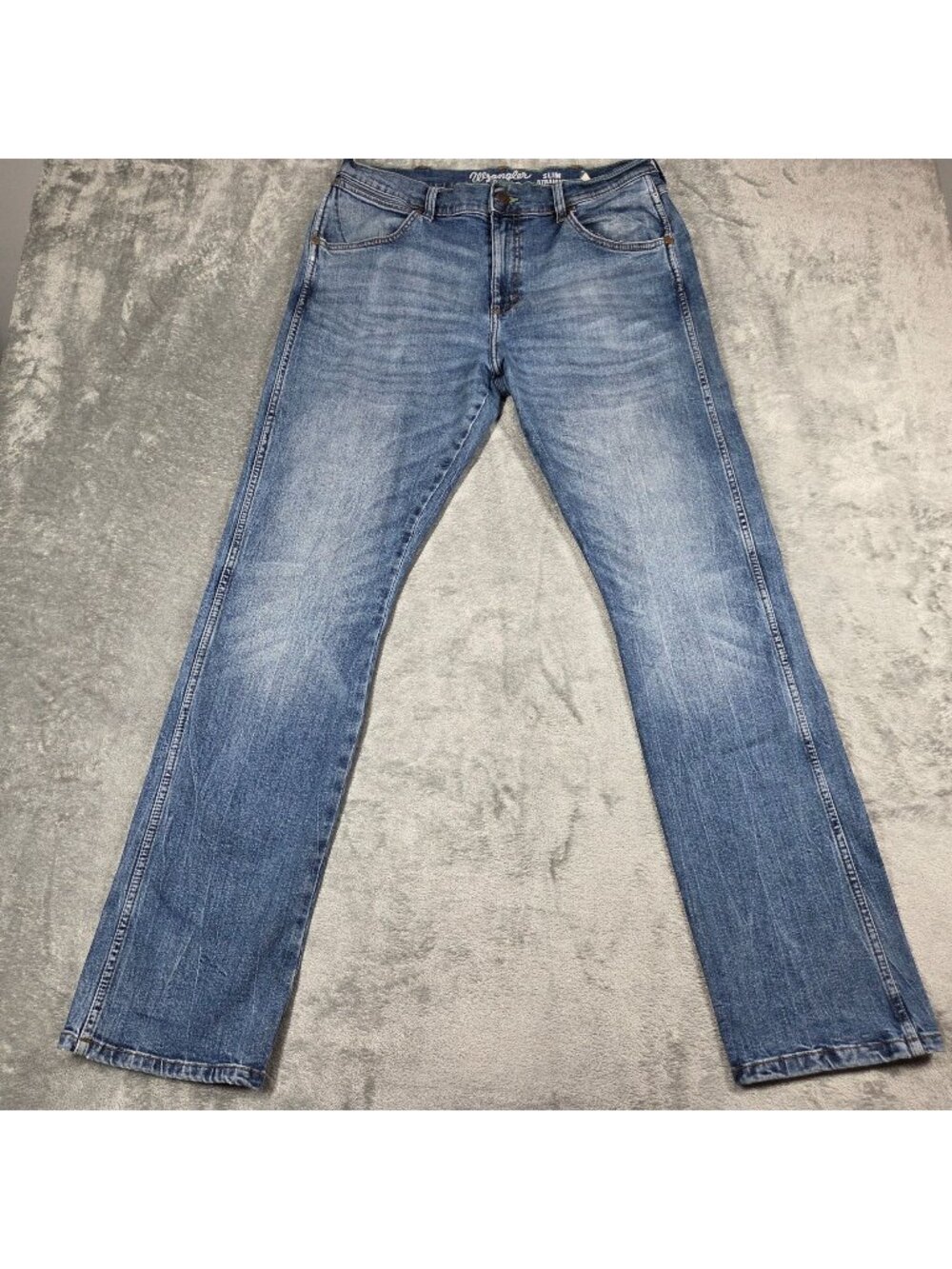 Wrangler Retro Jeans Mens 34X34 Blue Slim Straight Stretch Denim Western